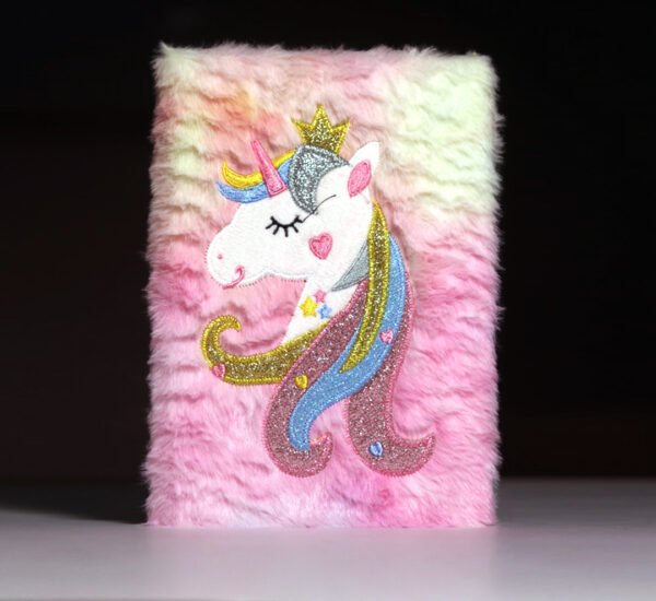 Unicorn Furry Cover Multicolor Notebook Diary