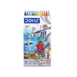 DOMS Non-Toxic Multicolor 26 Shades Brush Pens Set | Super Soft Fine Tip Brush Pens | Diverse 26 Shades | Water Based Ink | Includes Gold & Silver Shades | Pack of 1