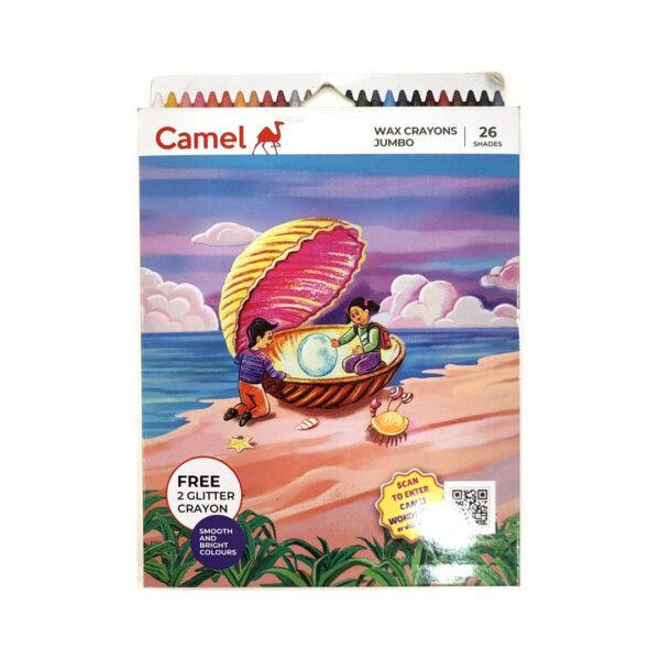 Camel Wax Crayons + 2 Glitter Shade Free - 24