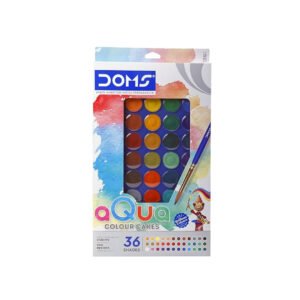 Doms 36 Shades 30mm Water Colour Cakes | Easy To Use Palette Lid | Organic Rich Colour Pigments | Free 2 x Brush Inside | Non-Toxic & Safe For Kids | Pack of 1