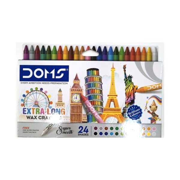 DOMS Non-Toxic Extra Long Wax Crayon Set in Cardboard Box